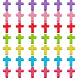 100pcs Chunky Acrylic Cross Beads Mixed Candy Color Cross Charm Spacer Beads for DIY Necklace Bracelet Earring Jewelry Making