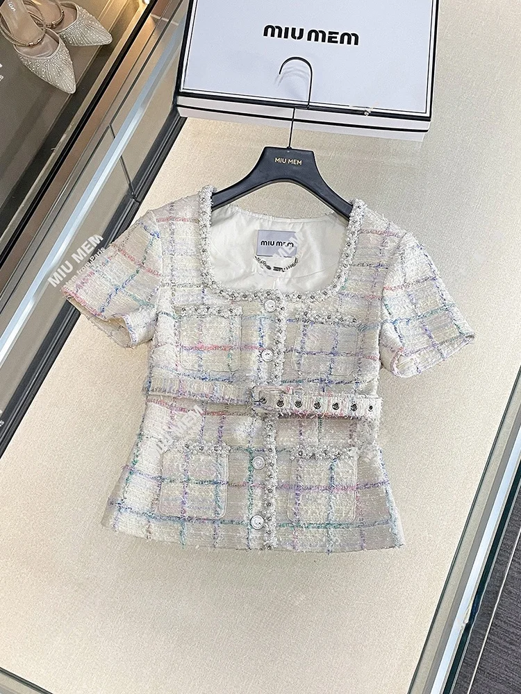 

Высококачественный осенний твидовый вязаный кардиган с украшениями из бисера в атре, верхняя одежда Sle ort для женщин