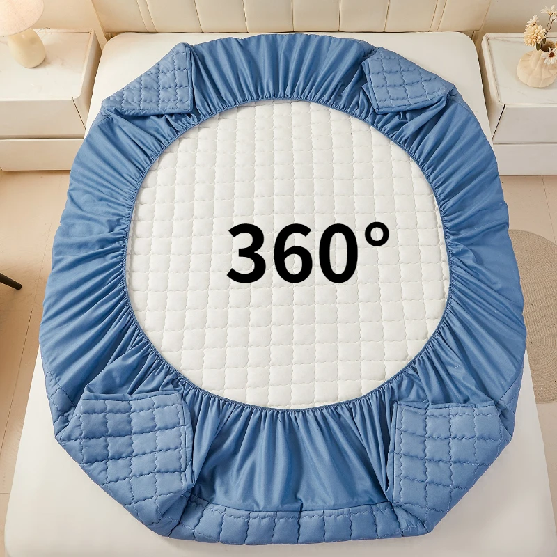 Waterproof Breathable Fitted Sheet Deep Pocket Mattress Cover Soft Microfiber Elastic Anti-slip for Twin Full Queen King Bed view 6