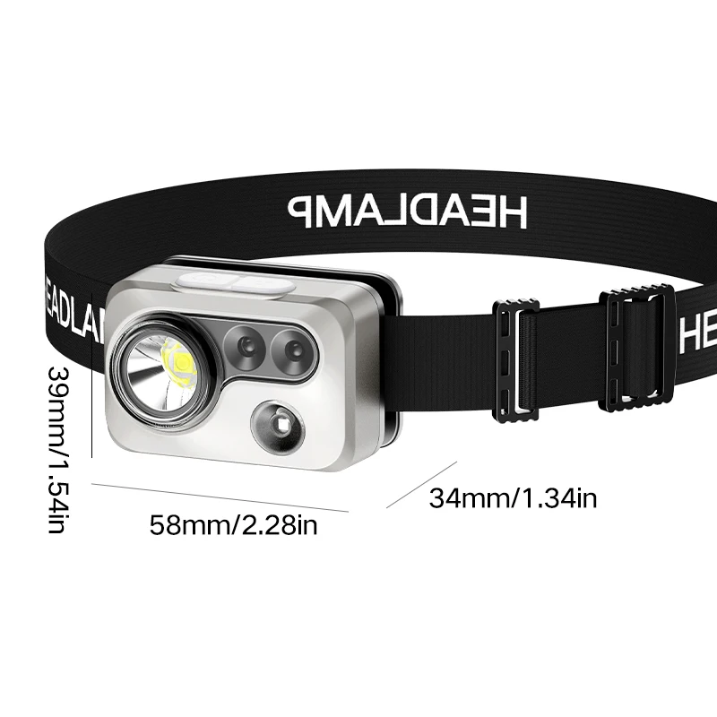 Mini Powerful Hiking Camping Headlamp USB C Rechargeable Head Light LED Sensor Headlight Front Head Lamp For Working