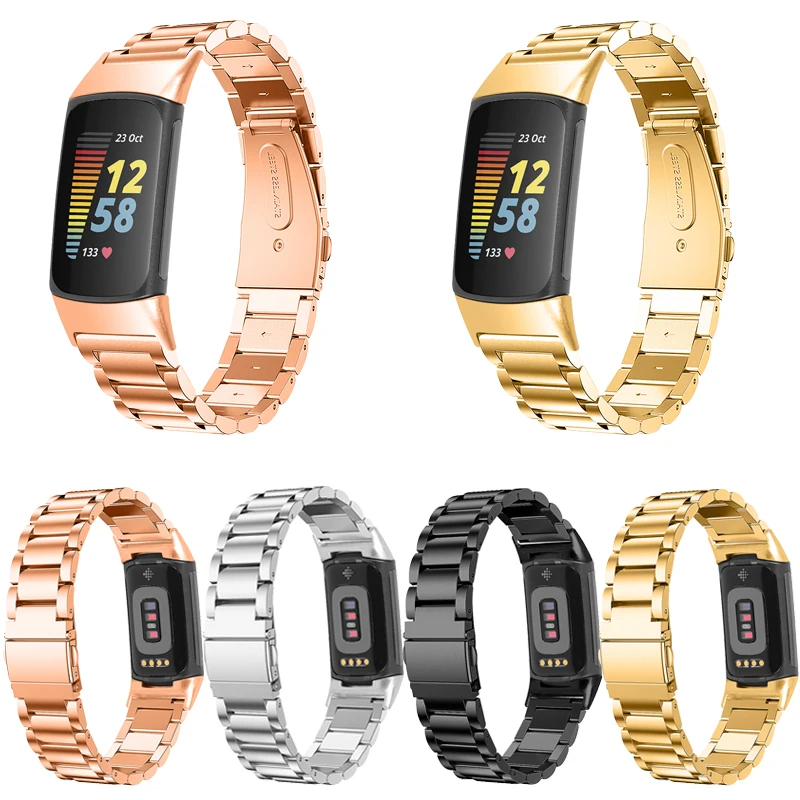 Cinturino in acciaio inossidabile per smartwatch per Fitbit Charge 3 4 Cinturino regolabile per sostituzione cinturino Fitbit Charge 5 6