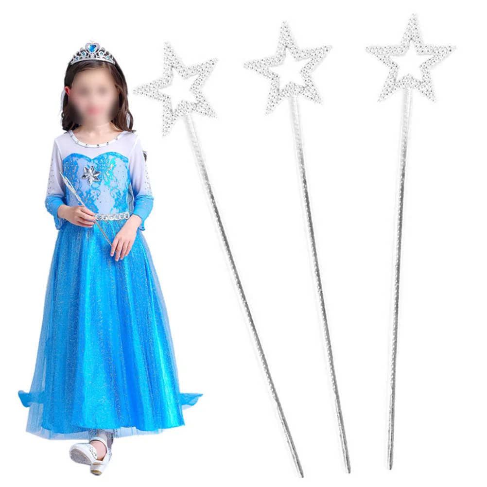 6 Pcs Electroplating Pentagram Wands for Magical Fairy Cosplay Party and Shine with Silver Angel Wands