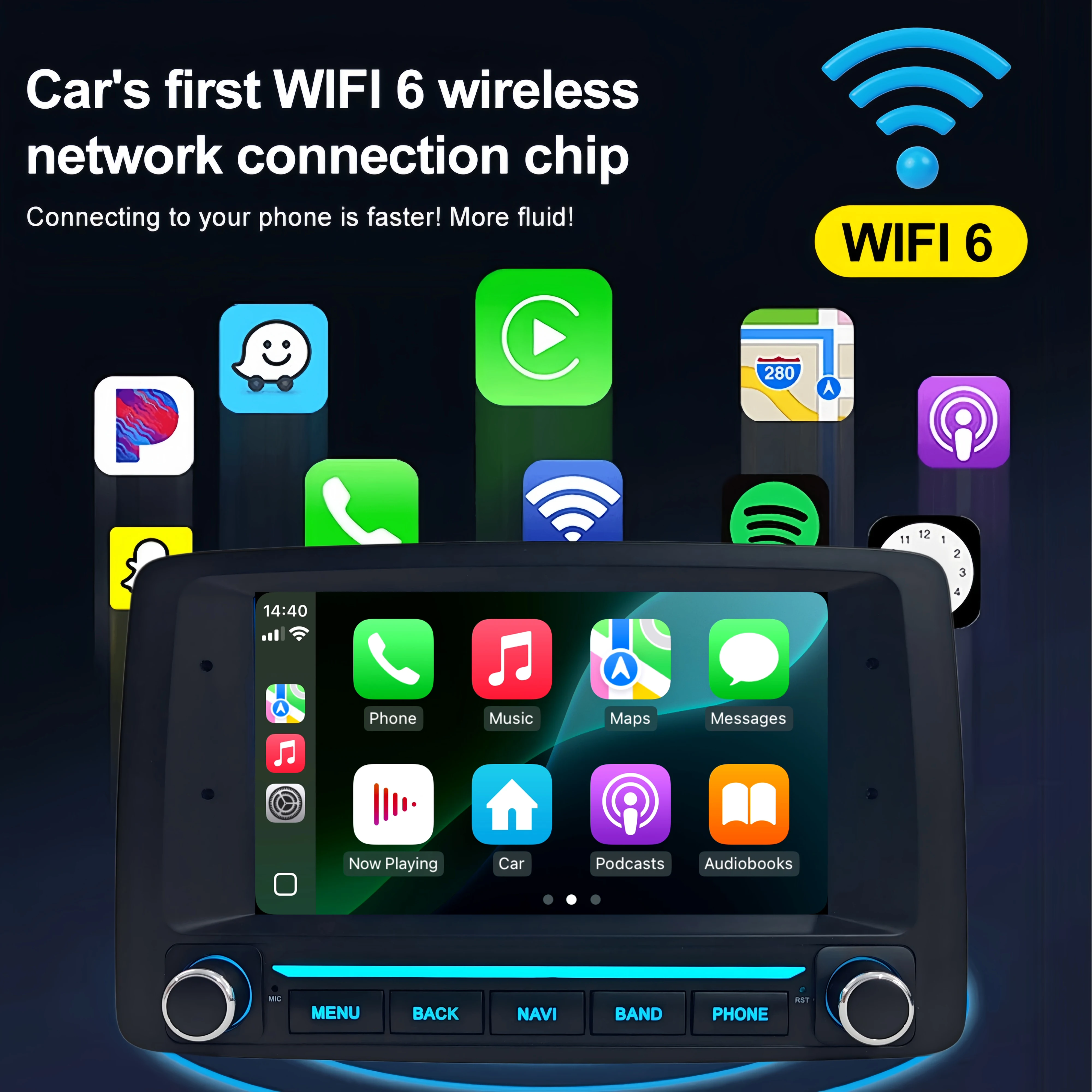 2DIN 7inch Car Radio Screen for Fiat Panda 2003-2012 with GPS Navigation 4G LTE Bluetooth Carplay Android Auto RDS Multimedia