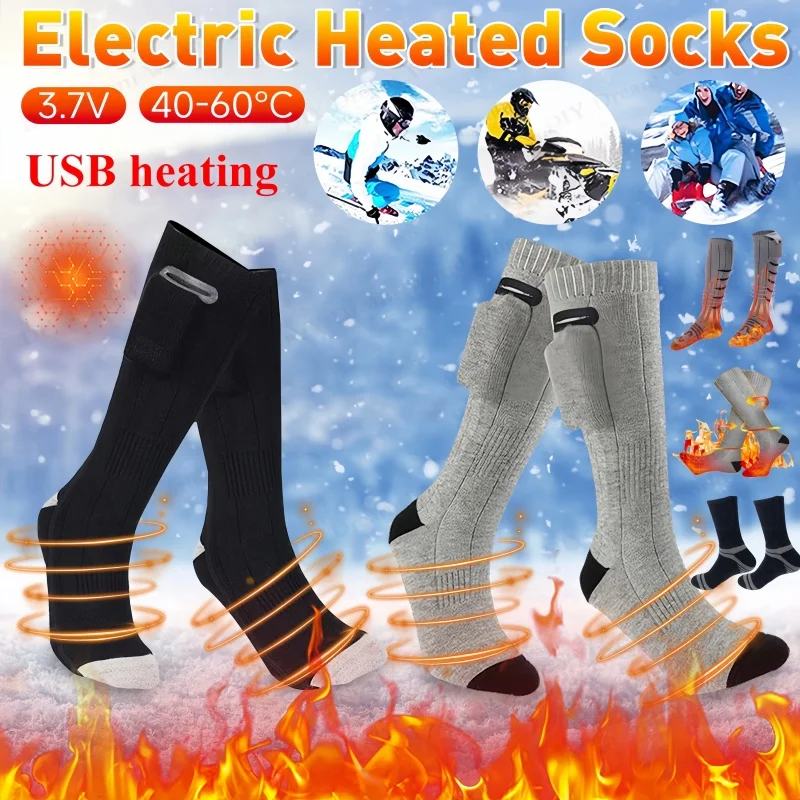Novo inverno meias recarregáveis para homens mulheres meias térmicas aquecidas elásticas antiderrapantes ao ar livre tubo de esqui meia pé mais quente para m