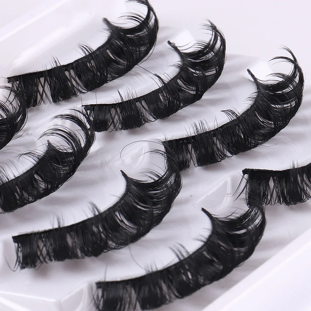 4 Pairs Lashes DD Curl Russian Lashes 3D Mink Eyelashes Reusable Fluffy Russian Strip Lashes eyelash extension