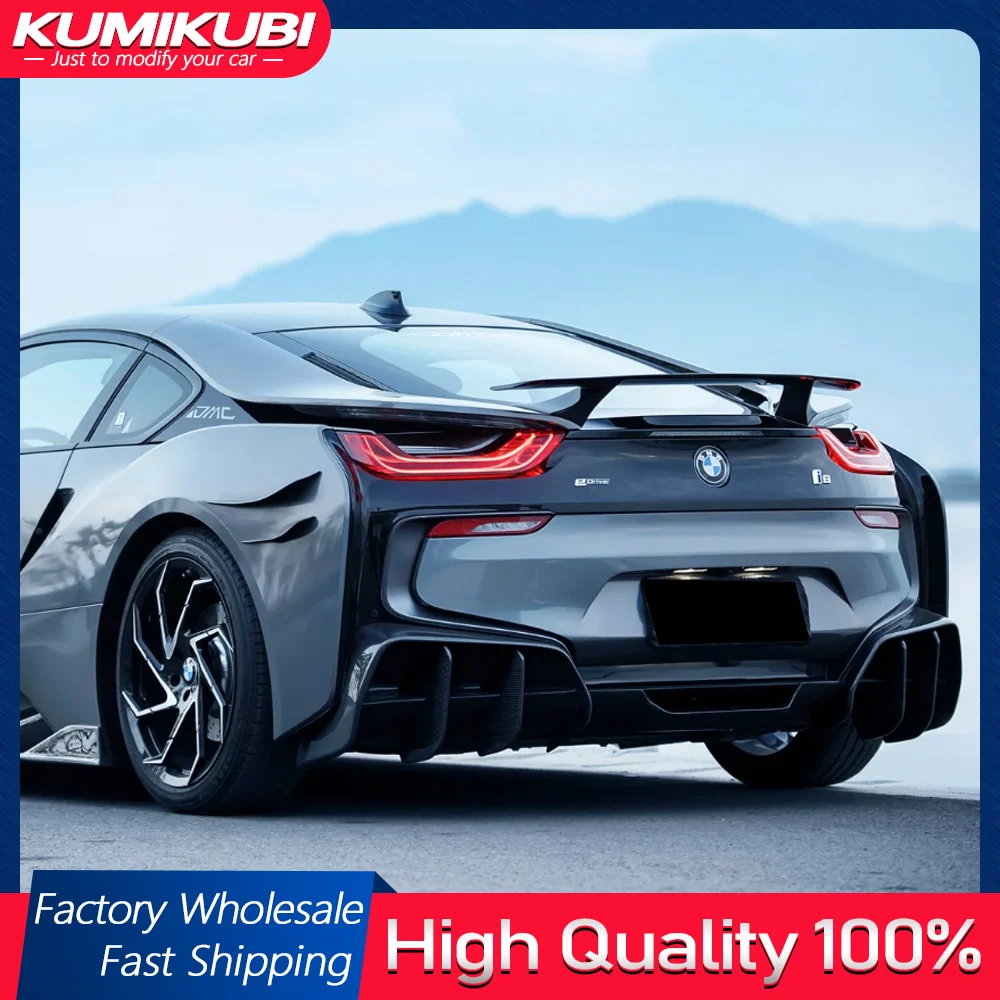 

Спойлер на крышку багажника для BMW i8 2014-2019 Coupe, глянцевый черный, из FRP/настоящего карбона, аэродинамический, в стиле GT