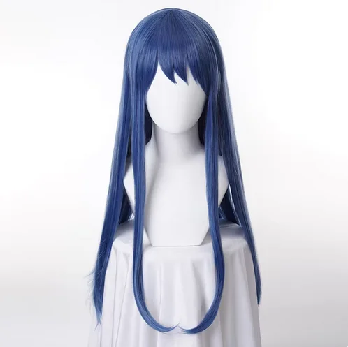 Danganronpa Maizono Sayaka Cosplay Wigs for Women Long Straight Blue Mixed Heat Resistant Synthetic Hair Wig +Wig Cap