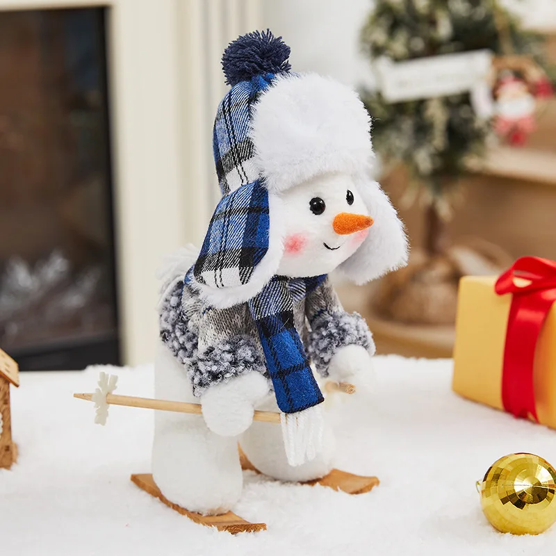 Christmas Cute Fabric Doll Sleigh Doll Window Desktop Ornaments Ornaments Doll Blue Snowman