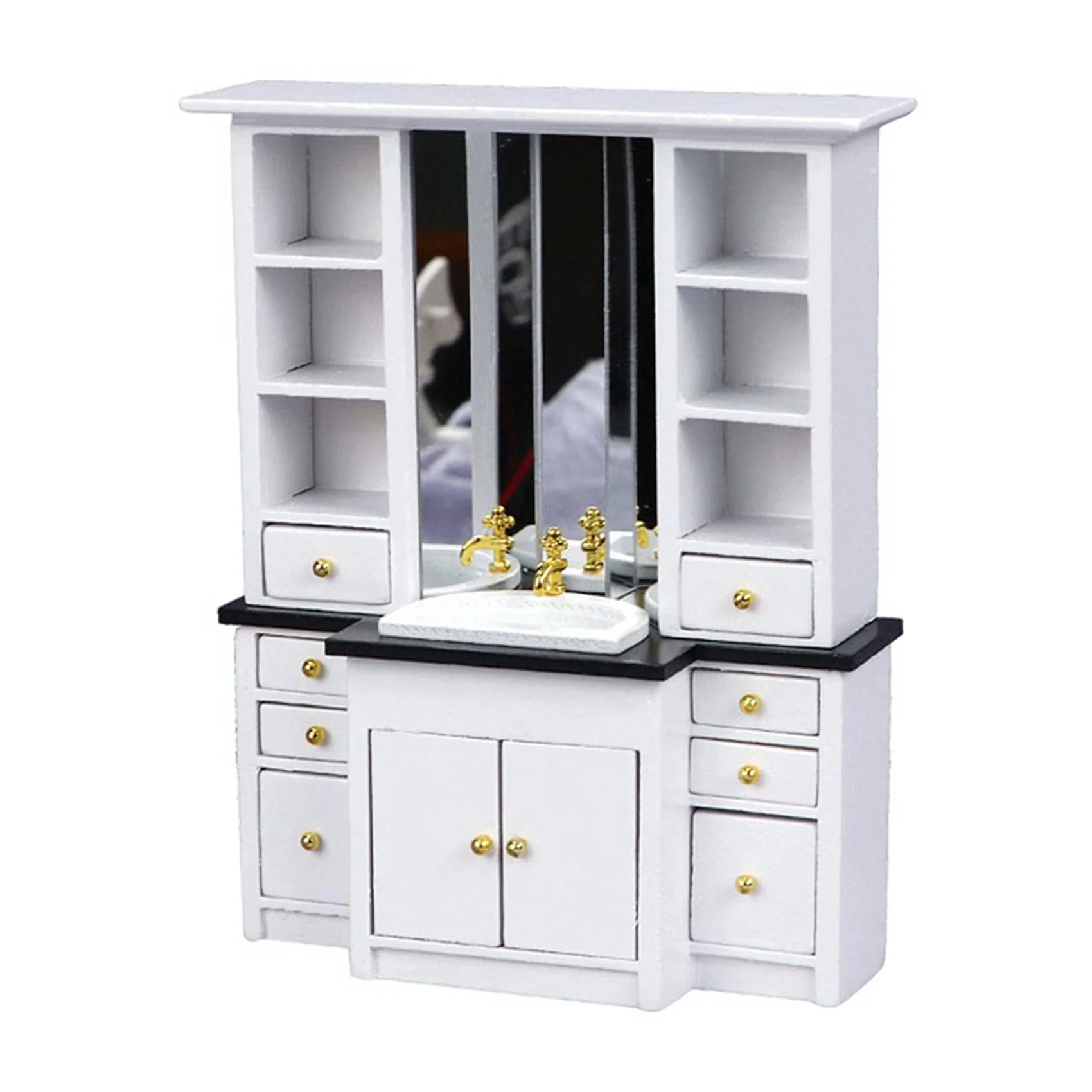 1/12 Doll House Miniature Cupboard Wash Basin Sink Cabinet Furniture Mini Decor Pretend Play Simulation Furniture Toys