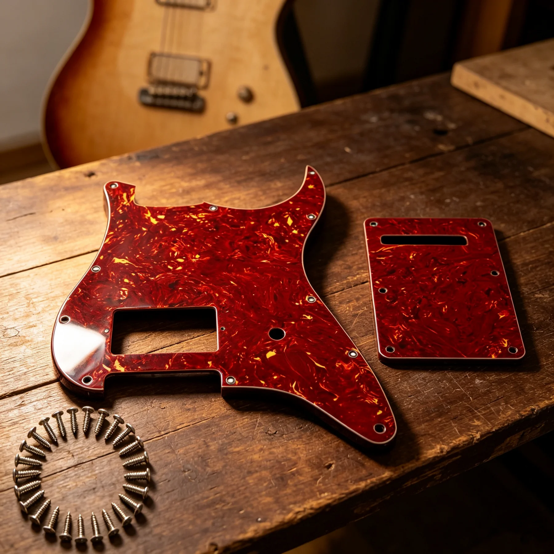 RUKOVA 11-Hole Single Humbucker Guitar Pickguard Set, Scratch Plate Compatible with Stratocaster Strat Guitars