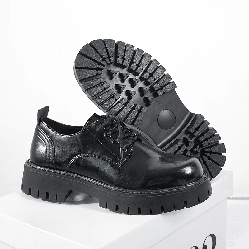 

Лидер продаж, мужская кожаная обувь в стиле дерби 38–46, минималистичный повседневный стиль, офисная и рабочая обувь на толстой подошве, мужская универсальная новинка