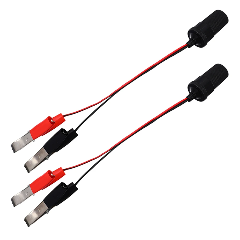 

2pcs Car Extension Cable Alligator Clips Adapter for Lighter Socket USB Port Trucks Vehicles