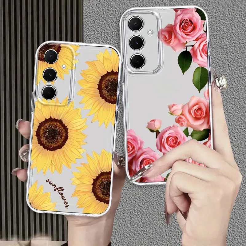

Colorful Floral Pattern Phone Case For Samsung Galaxy S26 S25 S24 S23 S22 S21 S20 S10 Lite FE Edge TPU 5G Transparent