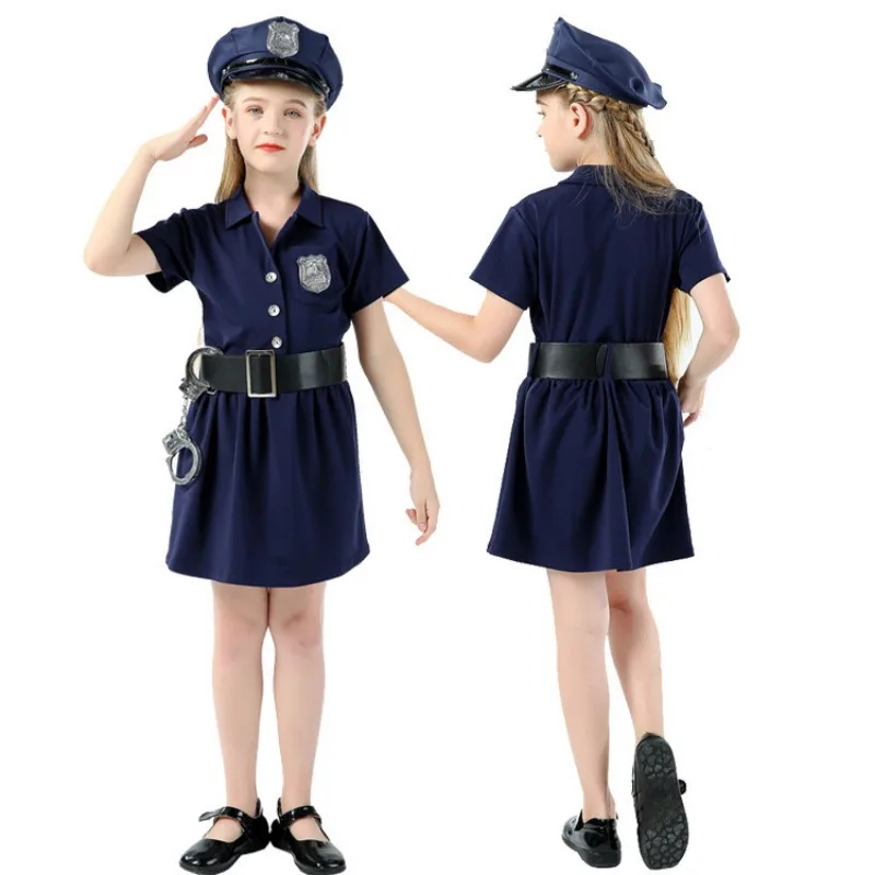 2024 Kinder Polizei Rollenspiel Cosplay Kostüm Junge Mädchen Party Karneval setzt Leistung Cross dressing Prom Party Kostüme