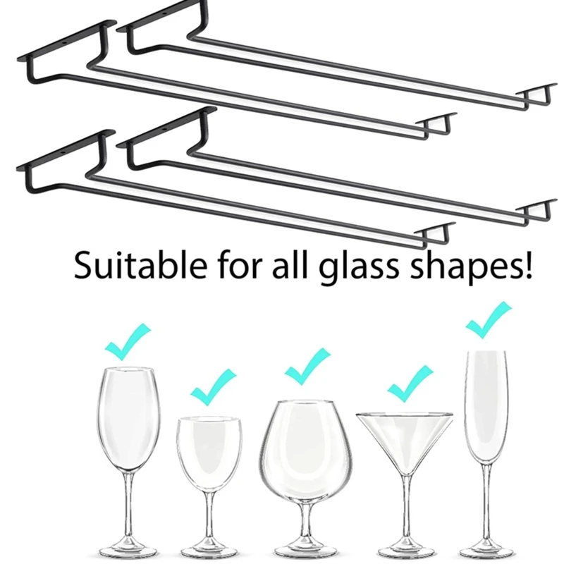 Lớn Stemware Rượu Thủy Tinh Giá Đỡ Vòi Dưới Tủ Bếp Thanh Lưu Trữ Đen 87HA