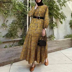 Modesto Abaya Eid Ramadán musulmán Maxi vestido bata Turquía Kaftan ropa islámica para mujeres Hijab Vestidos caftán Vestidos Musulman