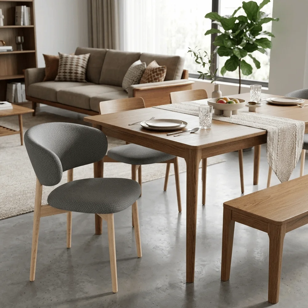 Elastic Dining Chair Cover Dustproof Solid Color Curved Back Chairs Cover Jacquard Full-Coverage Chair Slipcover All Seasons