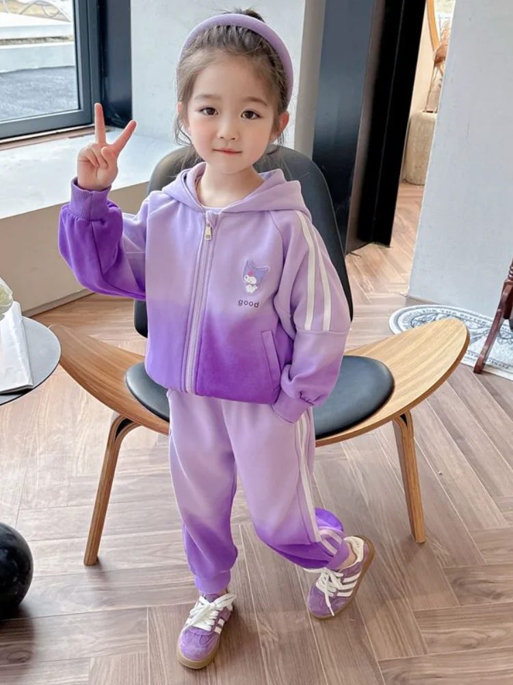 Sanrio Girls Hooded Zipper Suit Kuromi Cartoon Casual My Melody Sweatshirt Spring and Autumn Beautiful Sweet and Cute New Style