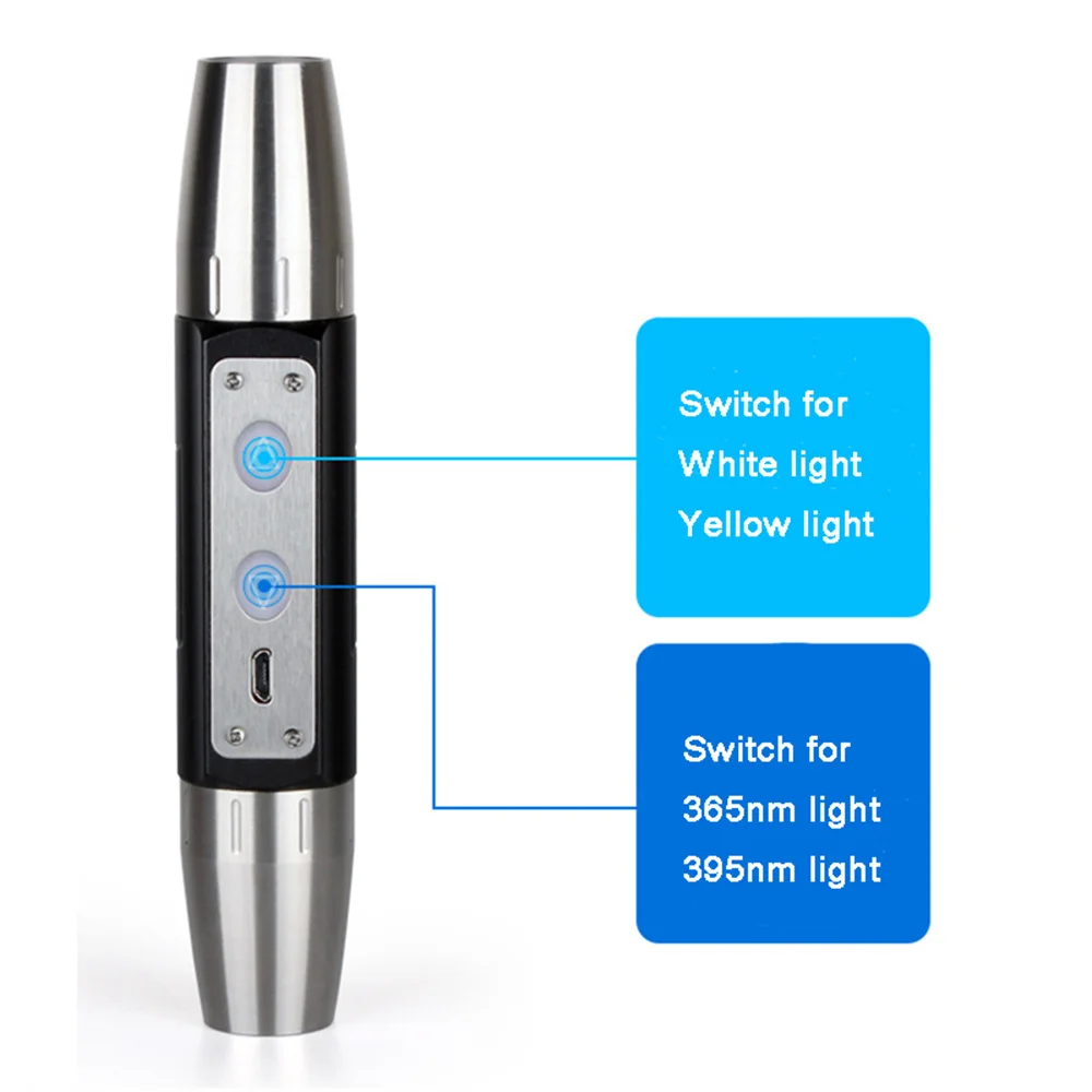 Four Light Source Strong Light Flashlight Identification with USB Charging Jewelry Jade Jade Identification Wenwan Beeswax