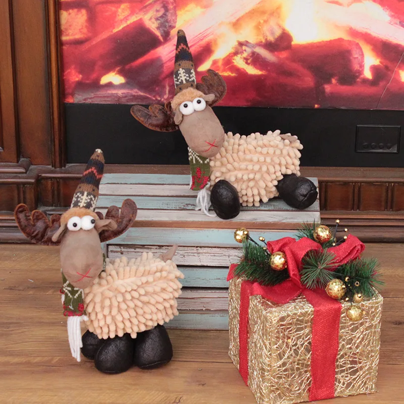 

Christmas Crafts Christmas Decorations Creative Fabric Mini Four-Legged Deer Fawn Doll Front Desk Decoration