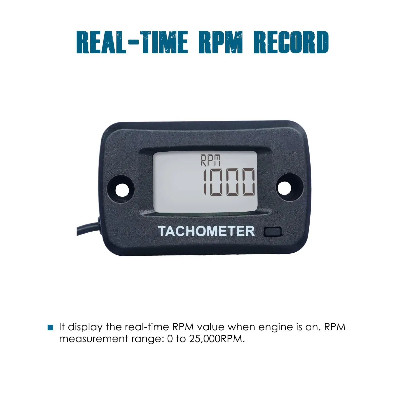 Digital Tachometer,Real-time RPM,Max RPM Record Waterproof for Riding Lawn Mower Tractor Generator Marine Snowblower Outboard