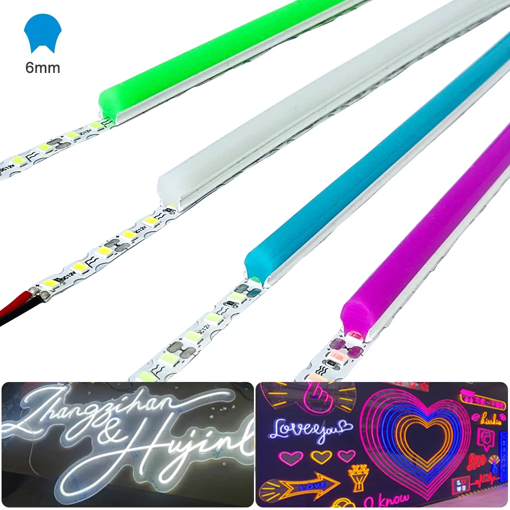 DIY Separado Silicone Neon LED Strip Light, flexível Bendable, DC 12V, 2835, S Forma, 120Leds/m, IP67, impermeável, 6mm, 13 Cores