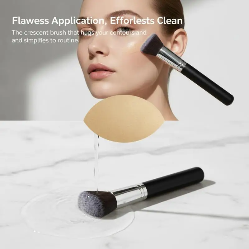 Conjunto de 3 Pincéis de Base Ultrafinos com Aplicador de Maquiagem, Ferramenta de Maquiagem Reutilizável e Durável para Cosméticos Líquidos e Cremoso