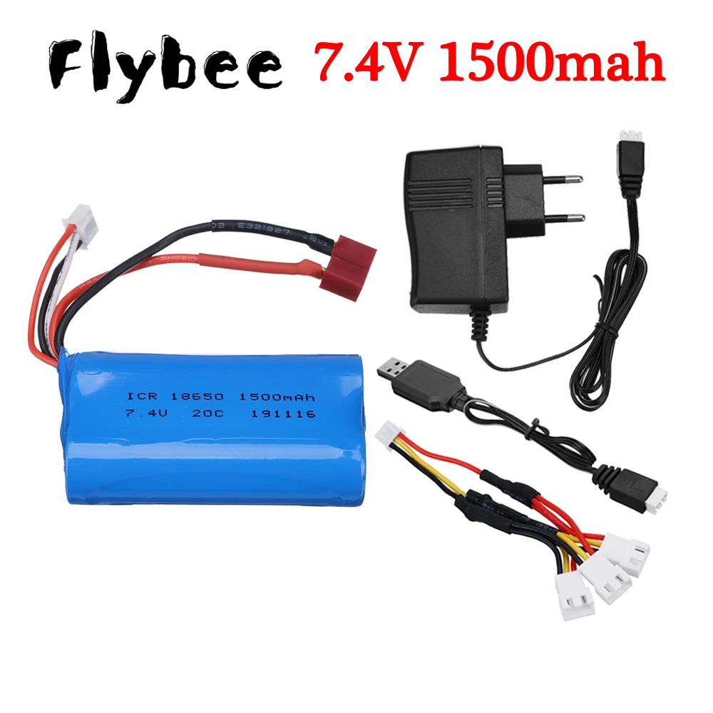 7.4V 1500MAh Baterai Li-ion 18650 untuk Wltoys 10428 /12428/12423 Suku Cadang Mobil RC dengan Pengisi Daya Baterai 7.4V 2S untuk Suku Cadang Mainan