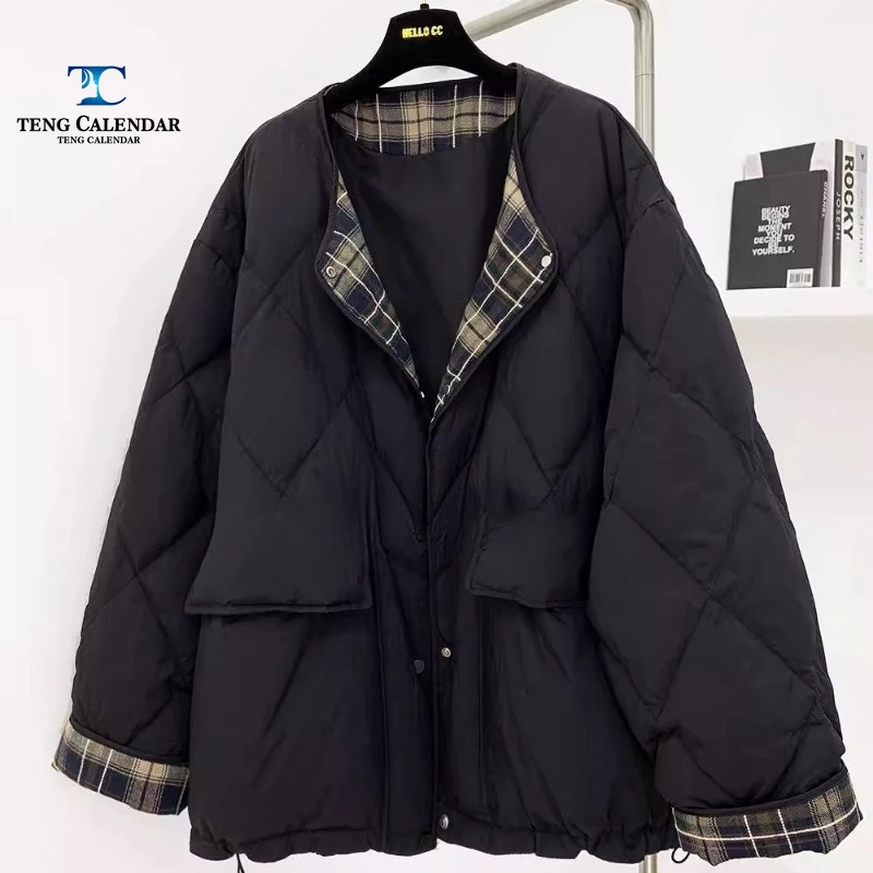 Grid Down Jacket, Korean Versatile Warm Diamond Grid Jacket, Women's 2025 Winter New Style