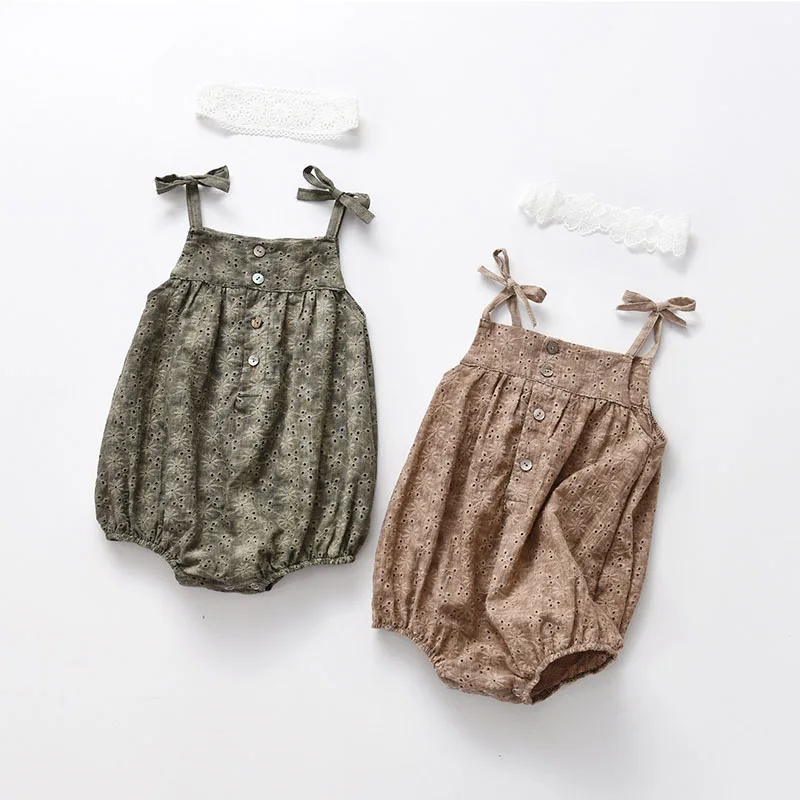 

2025 Summer Baby Bodysuits Baby Embroidery One Piece Sleeveless Clothes Camisole Bodysuit breeza body azul bebe baby girl