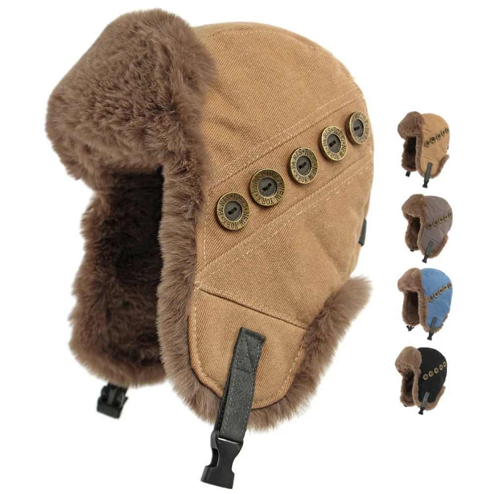 

HT4994 русская шапка, толстая теплая зимняя шапка для мужчин и женщин, ветрозащитная лыжная шапка-ушанка, шапка из искусственного кроличьего меха, мужская и женская шапка-бомбер