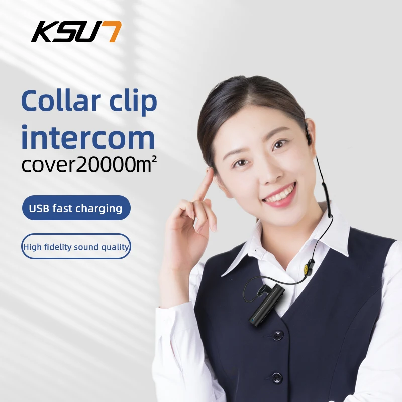 Mini Pocket Walkie-talkies Wireless Intercom Set Ear-Hook Two Way Radio Hands-Free Walkie Talkie for Restaurant Hotel KSUT V50