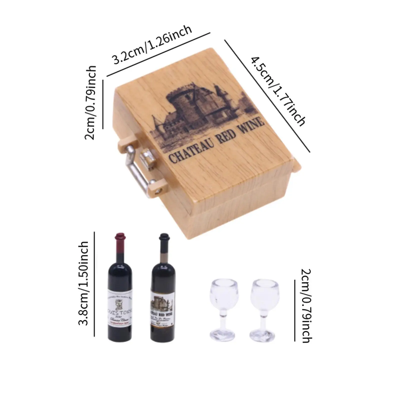 ขวดไวน์จิ๋ว เครื่องประดับ แก้วไวน์ เฟอร์นิเจอร์บ้านตุ๊กตา สำหรับเด็กและผู้ใหญ่ พร้อมกล่องเก็บของ อุปกรณ์ตกแต่งบ้านตุ๊กตาไวน์แดง