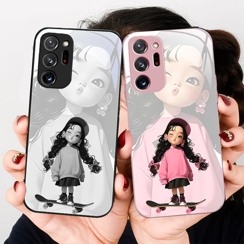 

Green clothed little girl For Samsung A 01 02 03 Core 04 05 06 10 12 13 14 5G 15 16 M02 12 Note 8 9 10 20 glass Ultra phone case