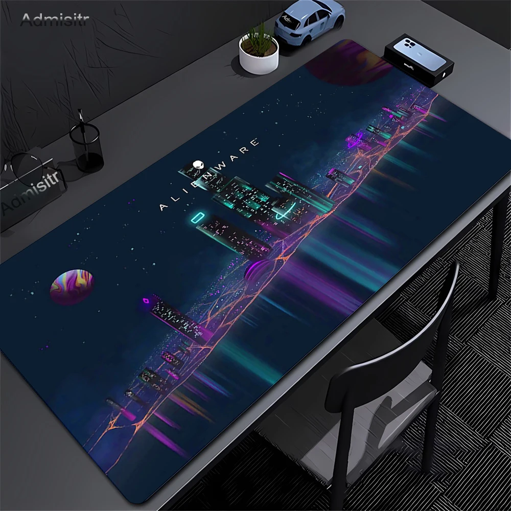 Podkładki na biurko dla graczy czarna Alienware animacja podkładka pod mysz do gier komputerowych podkładki pod klawiaturę Lockrand podkładka pod mysz na mysz komputerową dywan 90x40cm — zdjęcie produktu 4