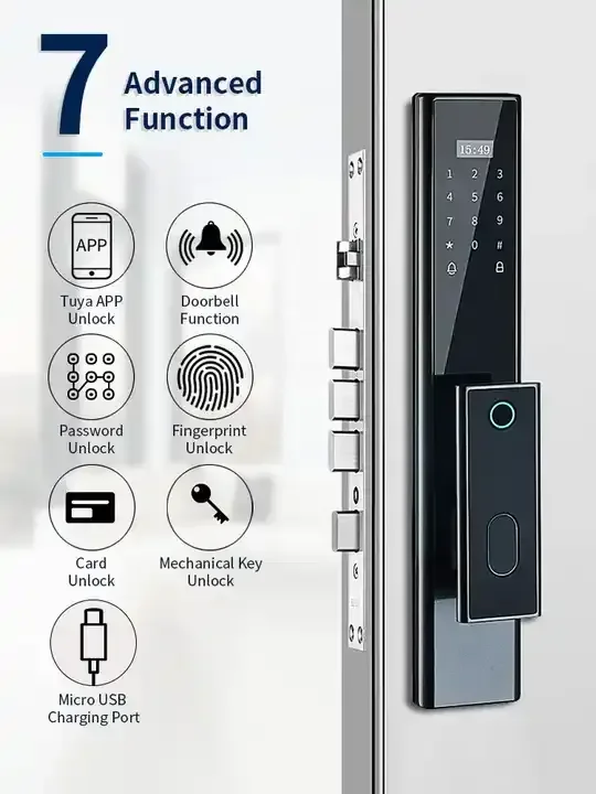 Pushpull Automatic lock Tuya WiFi APP Remote Unlocking biometic Fingerprint Password RFID card 6068 mortise smart door Lock