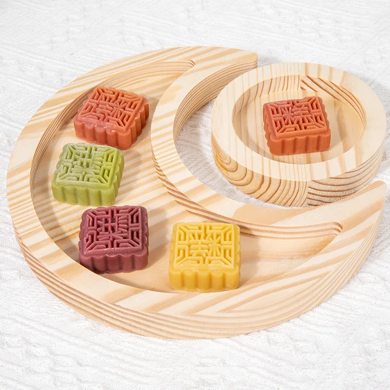 Three-Layer Wooden Fruit Plate Dessert Stand Multi-Layer Bread Cake Chinese Style Afternoon Tea Snack Rack Creative Short Sleeve