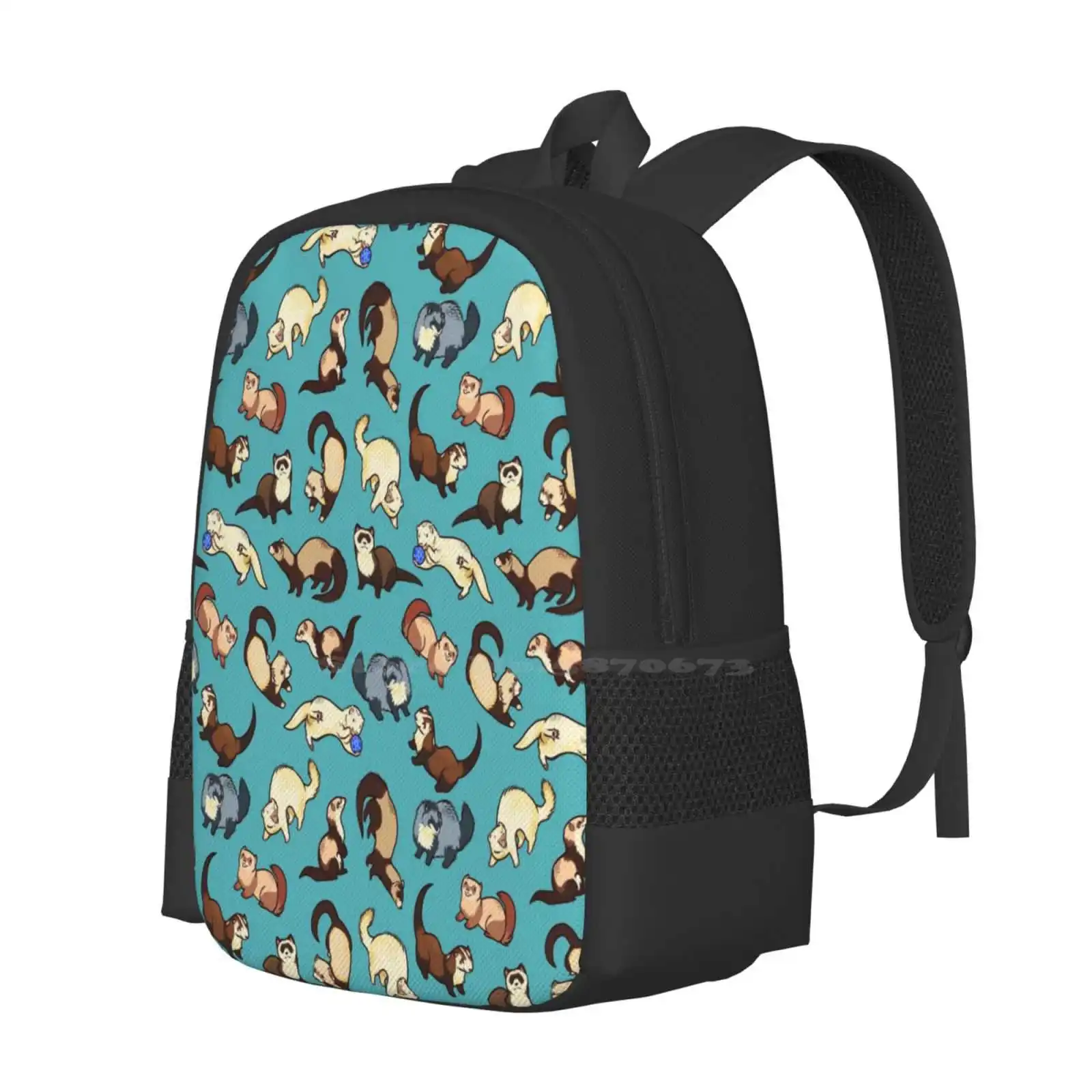 Cat Snakes In Blue Fashion Pattern Design Travel Laptop School Backpack Bag Ferrets Patterns Cute