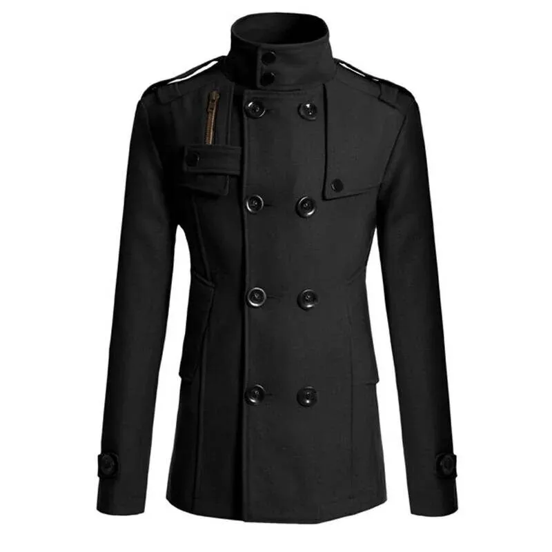 Hommes Long hiver chaud laine pardessus mode décontracté revers bouton Gentleman pour homme haute rue couche de finition