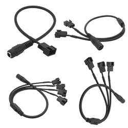 DC 5.5*2.1 mm Female 1 to 1 2 3 4 12V 4Pin PWM Fan Adapter Power Supply Connector Cable