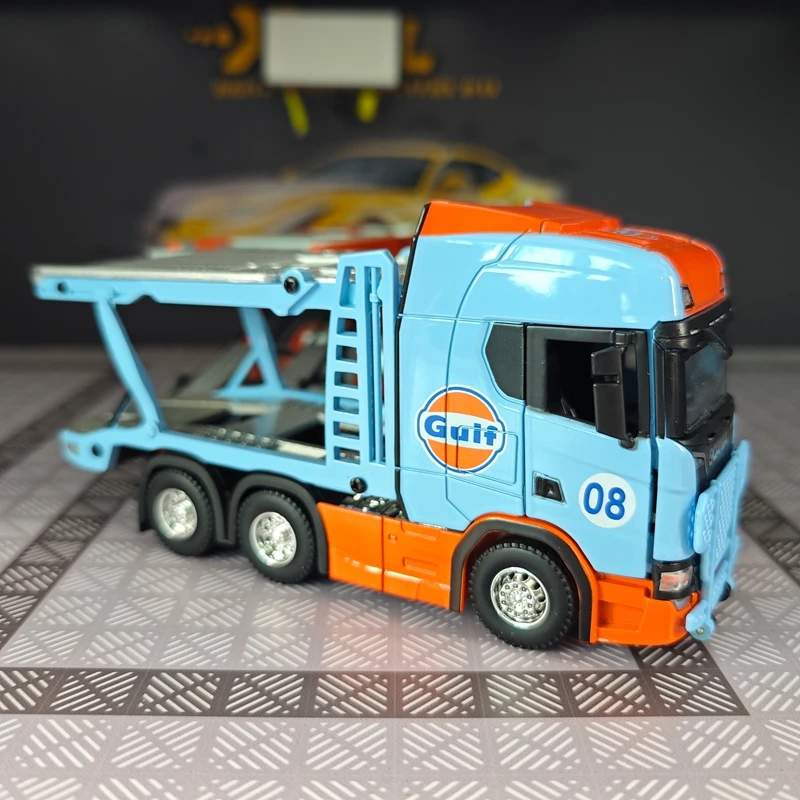 1:50 Full alloy sliding Scania double decker transport vehicle