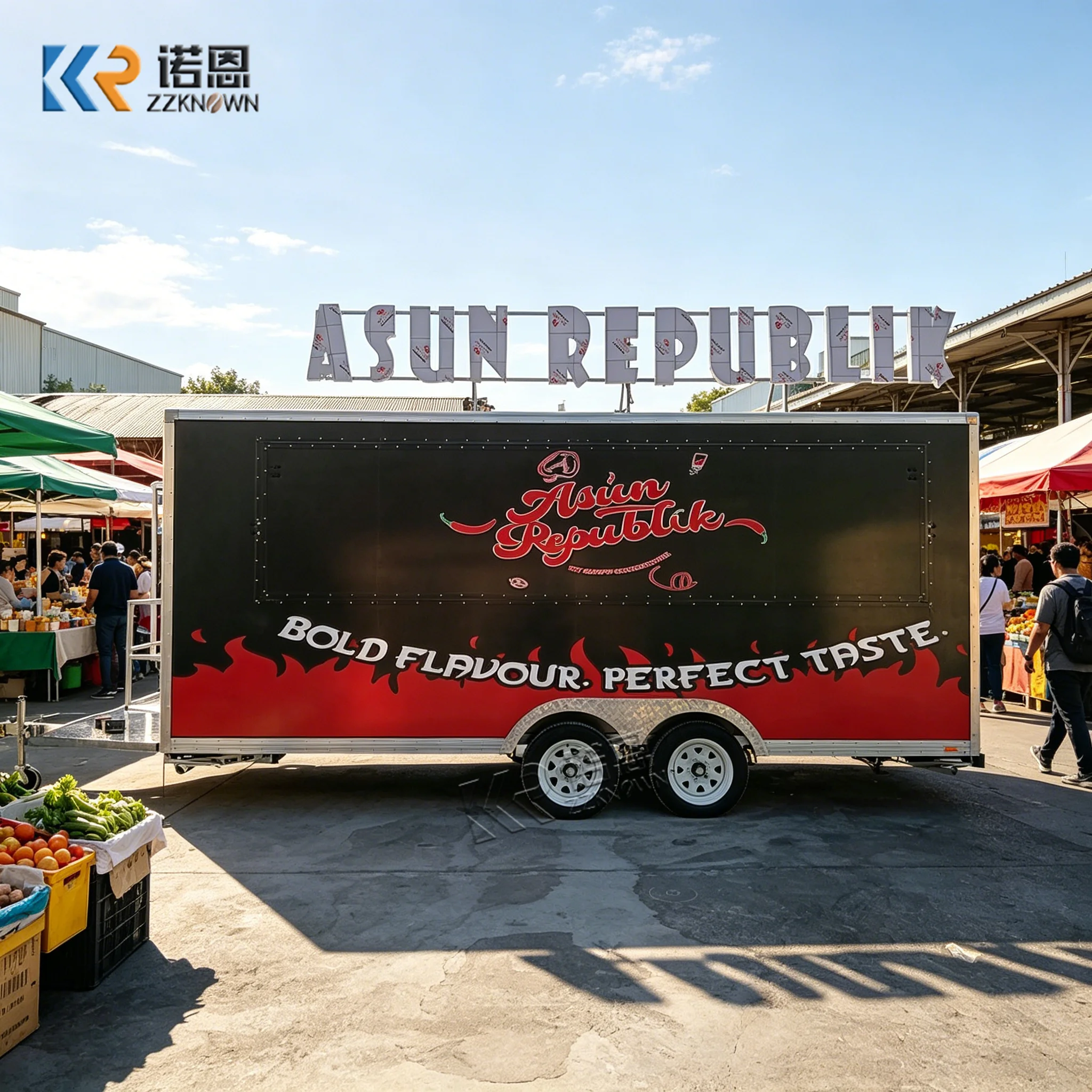 

Customized Commercial Mobile Food Cart Catering Food Truck Mirror Polished with Full Kitchen Equipments for Business