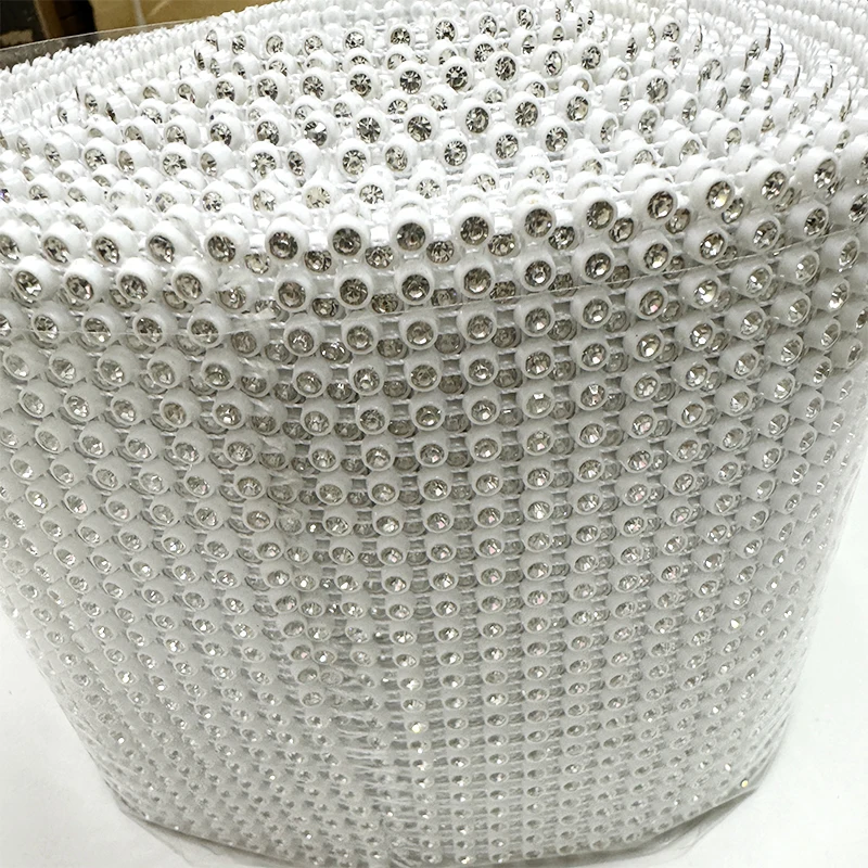 Free shipping Factory price 10yards  plastic base 24rows rhinestone mesh with high quality clear strass crystal trimming chains