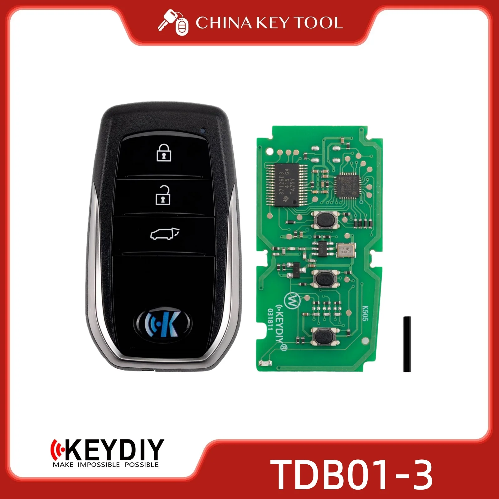KEYDIY KD TDB01-3 Universal Smart Remote Key 3 Buttons Compatible with Toyota Type