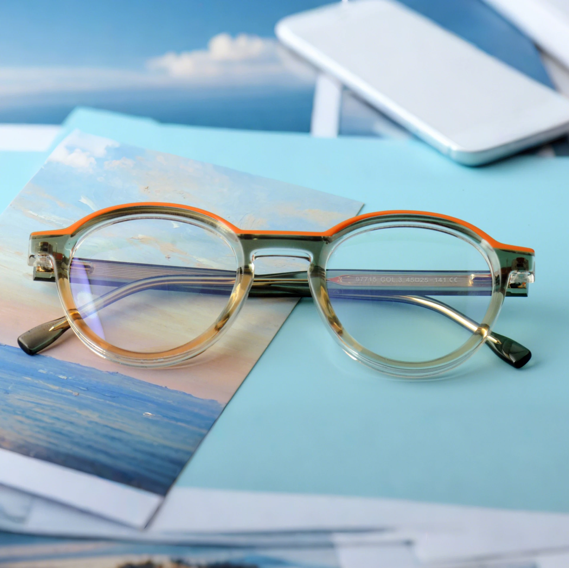 نظارات FYTOO الفنية المرحة باللون البرتقالي والأخضر المستديرة بألوان متوازنة ومتعددة الاستخدامات، خفيفة الوزن ومريحة للجنسين، تعزز طاقة الزي #1