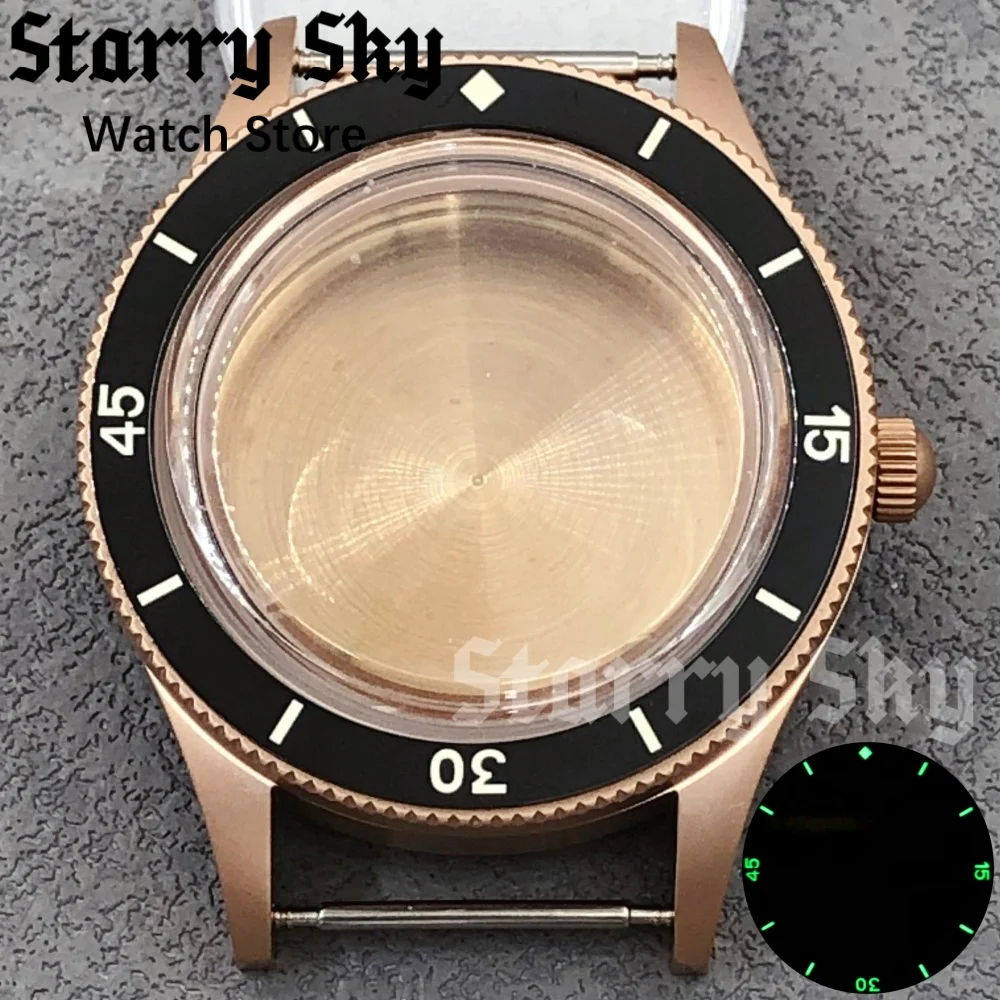 Starry Sky New 40mm High Quality Domed Glass Sandblasted Watch Case Ceramic Bezel Suitable For NH35/ETA PT5000 Watch Accessories