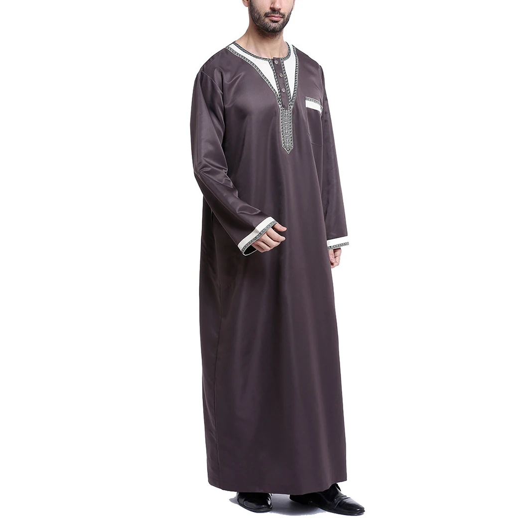 وصل حديثًا لعام 2026 فستان طويل دبي للرجال رداء قفطان متين يسمح بمرور الهواء عباية إسلامية عرقية مغربية للرجال