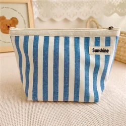 Striped Makeup Pouch Bags Women Girl Small Lipstick Makeup Bag Zipper Coin Purse  Key Card Holder Bags Travel  Cosmetic Bag