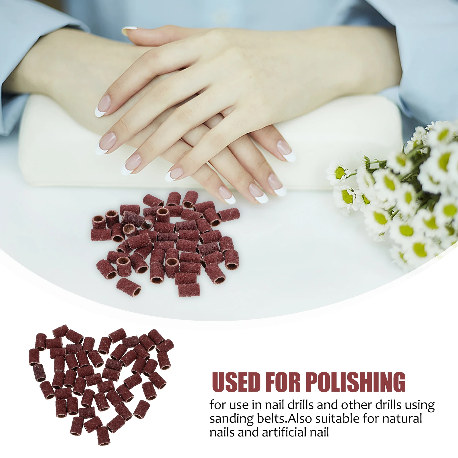 

Sanding Grinding Head Abrasive Sleeves 80# Sanding Bands For Nail Drill Grit Nail Drill Wood Metal Polishing 1/2 Inch