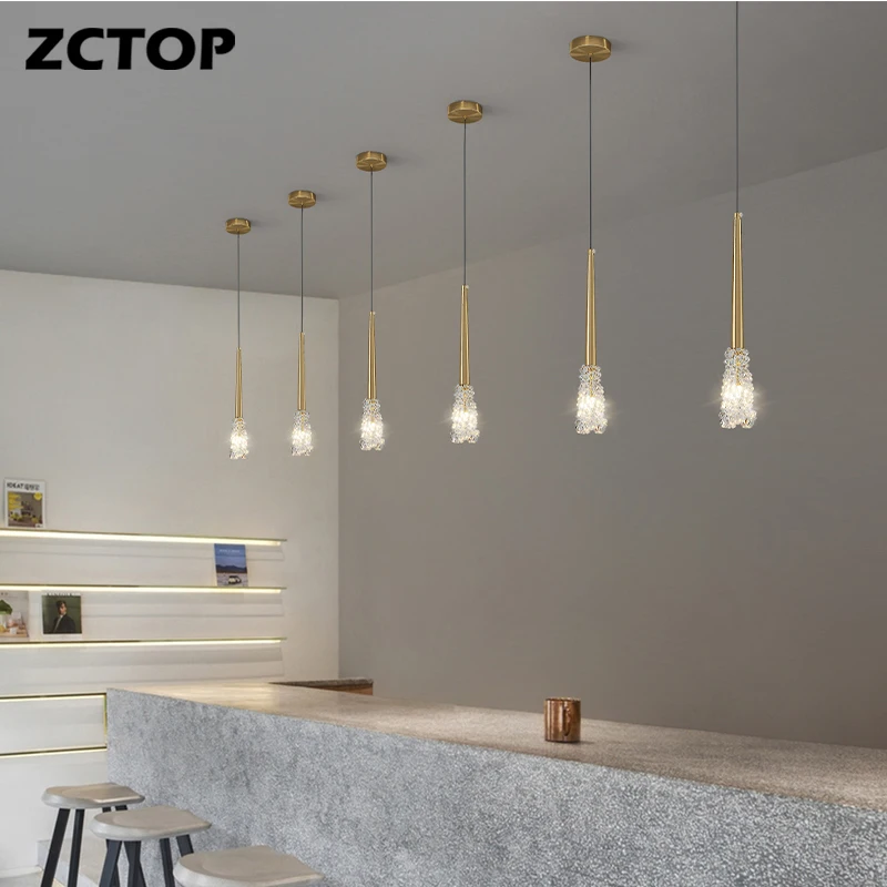 Full Copper Bedside Lights Modern LED Chandeliers Gold Black Pendant Light for Dining Room Kitchen Bar Hotel Decor Hanging Light